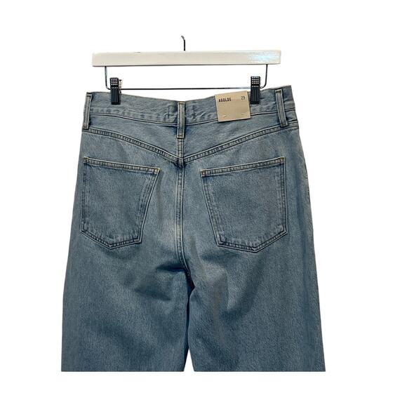 AGOLDE WOMENS 29 FOLDED WAISTBAND HIGH RISE ANKLE WIDE JEANS SIDELINE BLUE NEW - Picture 9 of 15